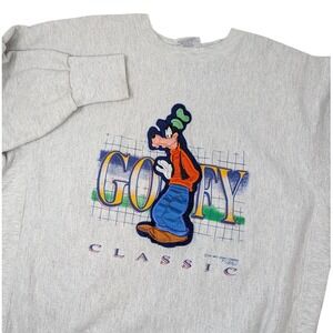Vintage Genus Disney Goofy Classic Sweatshirt XXL Gray Made in USA 90s Graphic